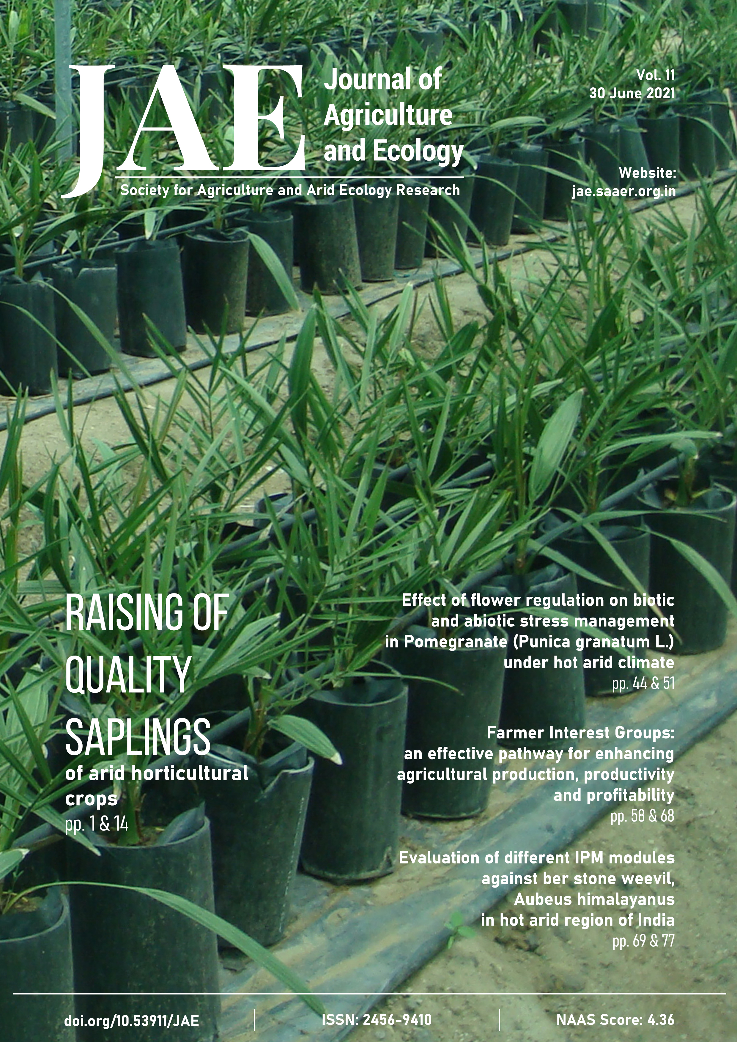 Journal of Agriculture and Ecology Issue 11 Cover