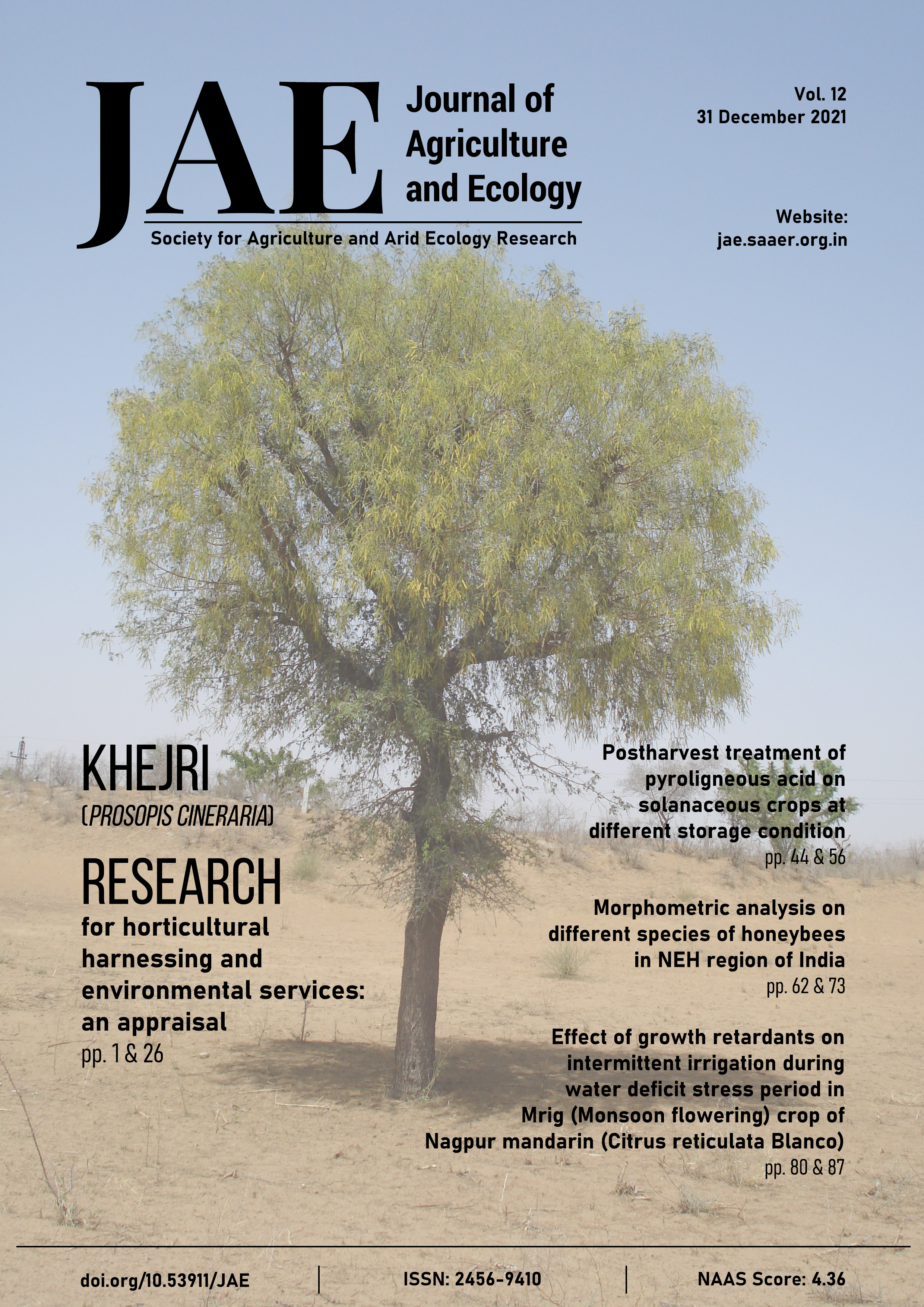 Journal of Agriculture and Ecology Issue 12 Cover