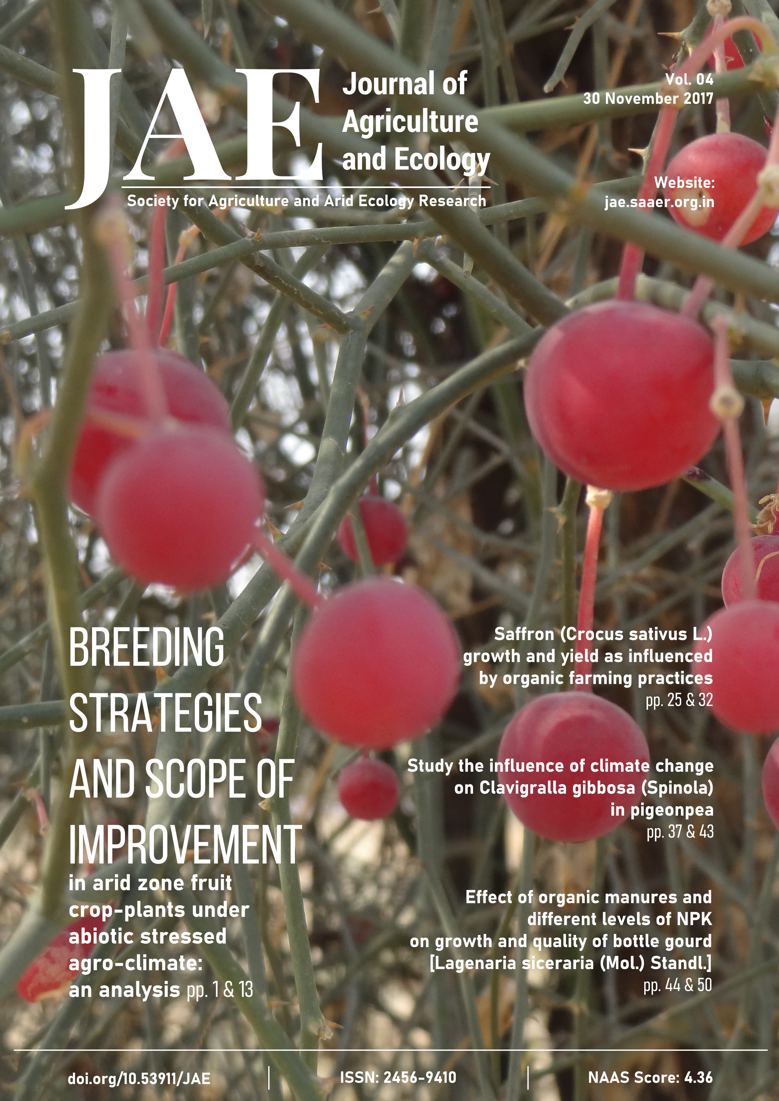 Journal of Agriculture and Ecology Issue 04 Cover
