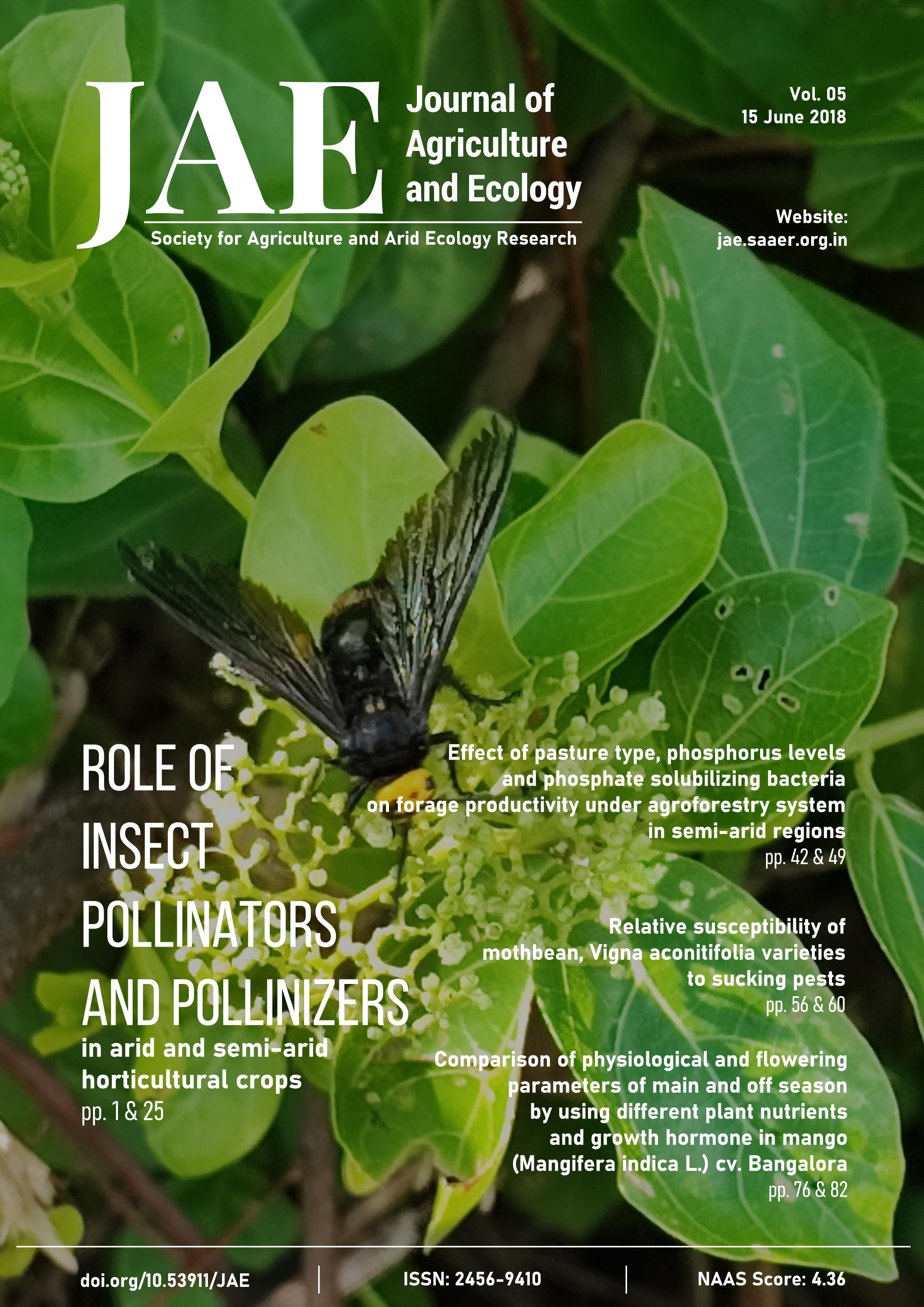 Journal of Agriculture and Ecology Issue 05 Cover